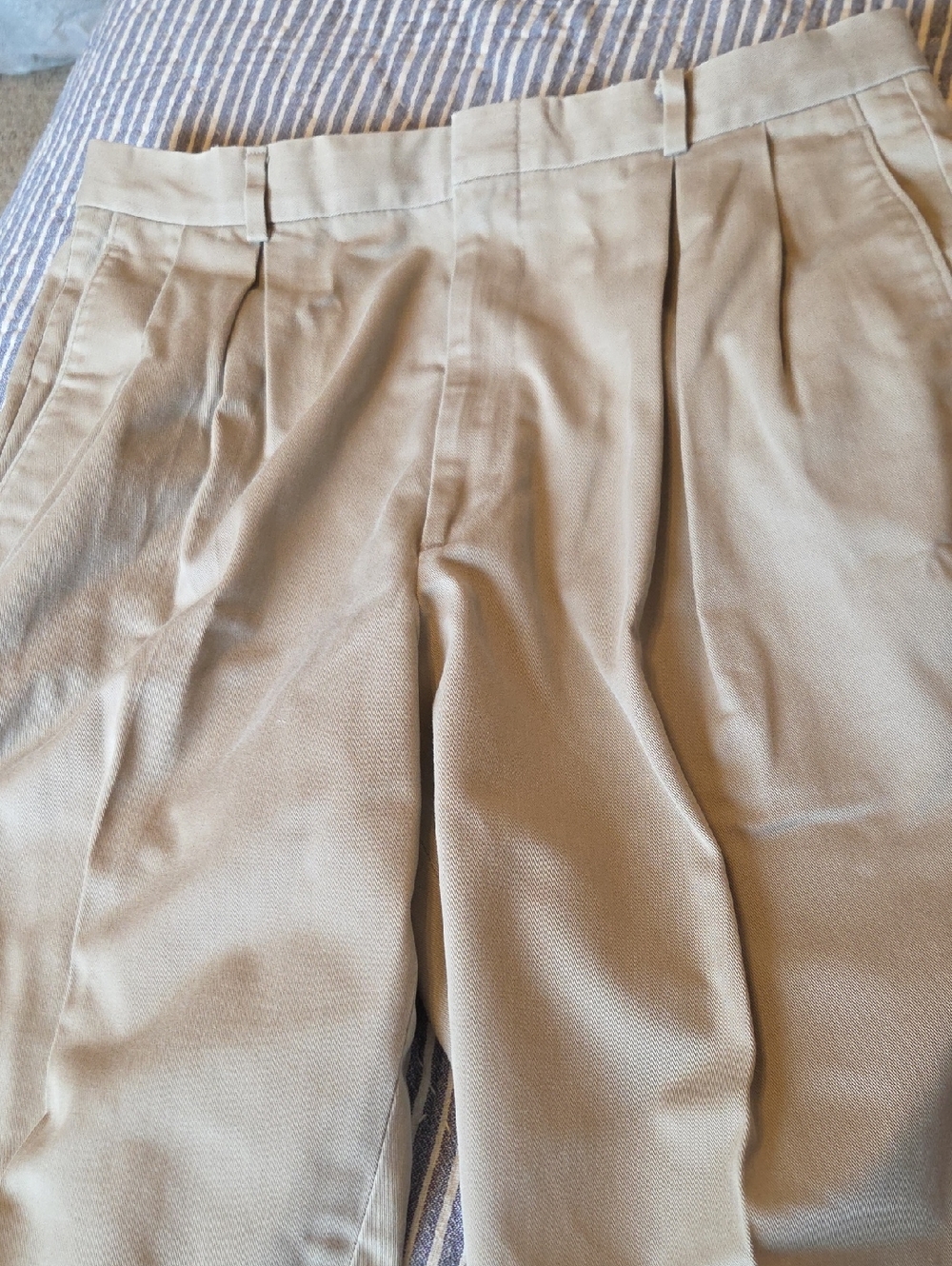 Dockers Beige Khaki Pants with Navy Logo Patch